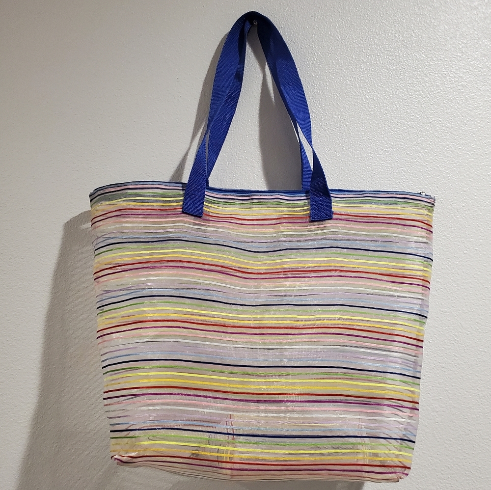 Oversized Mesh Tote Bag/Beach Bag W/Matching Clutch